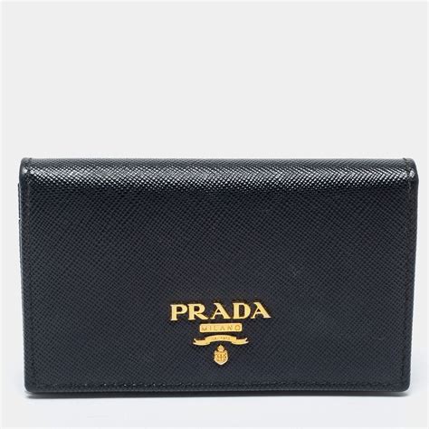 prada card holder black|saffiano leather card holder prada.